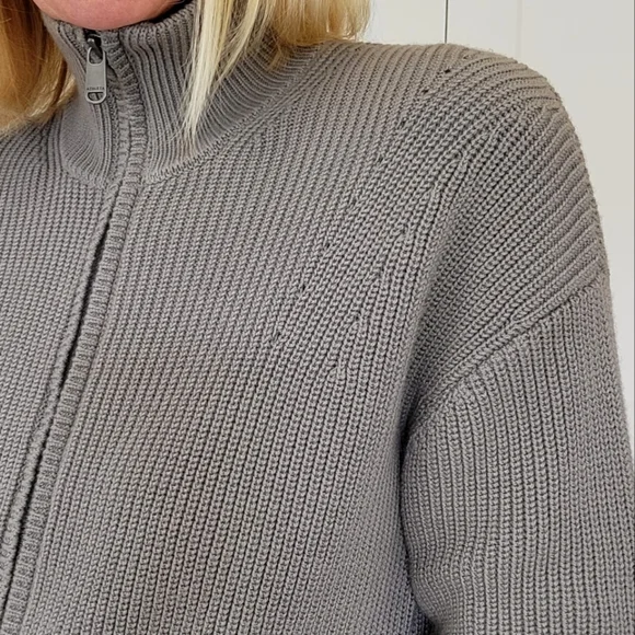 Athleta Escapade Mock Neck Sweater Jacket Bluff Grey Size S #982829 - Picture 7 of 12